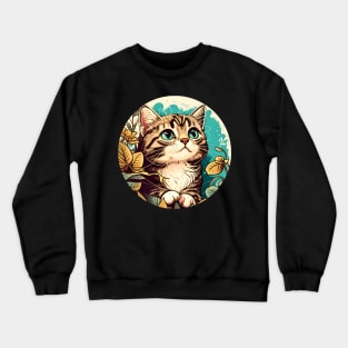 Colorful Cat Flower Lover - Cute Baby Cat Crewneck Sweatshirt